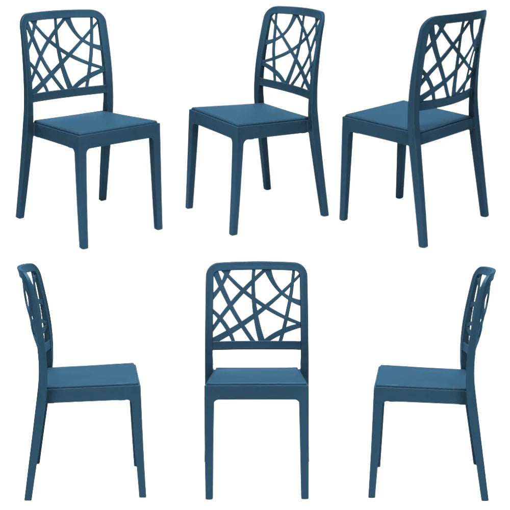 Set 6 sedie in polipropilene PENELOPE, 100% MADE IN ITALY, impilabile, resistente ai raggi UV, design moderno, ideale per sala da pranzo, cucina, sala d’attesa, bar, ristoranti o giardino, colore Petrolio