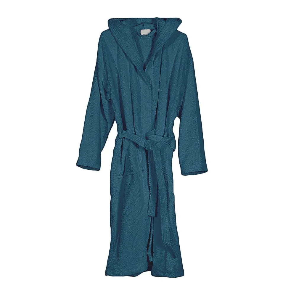 Accappatoio turchese 100% cotone taglia L con tasche cappuccio e cintura