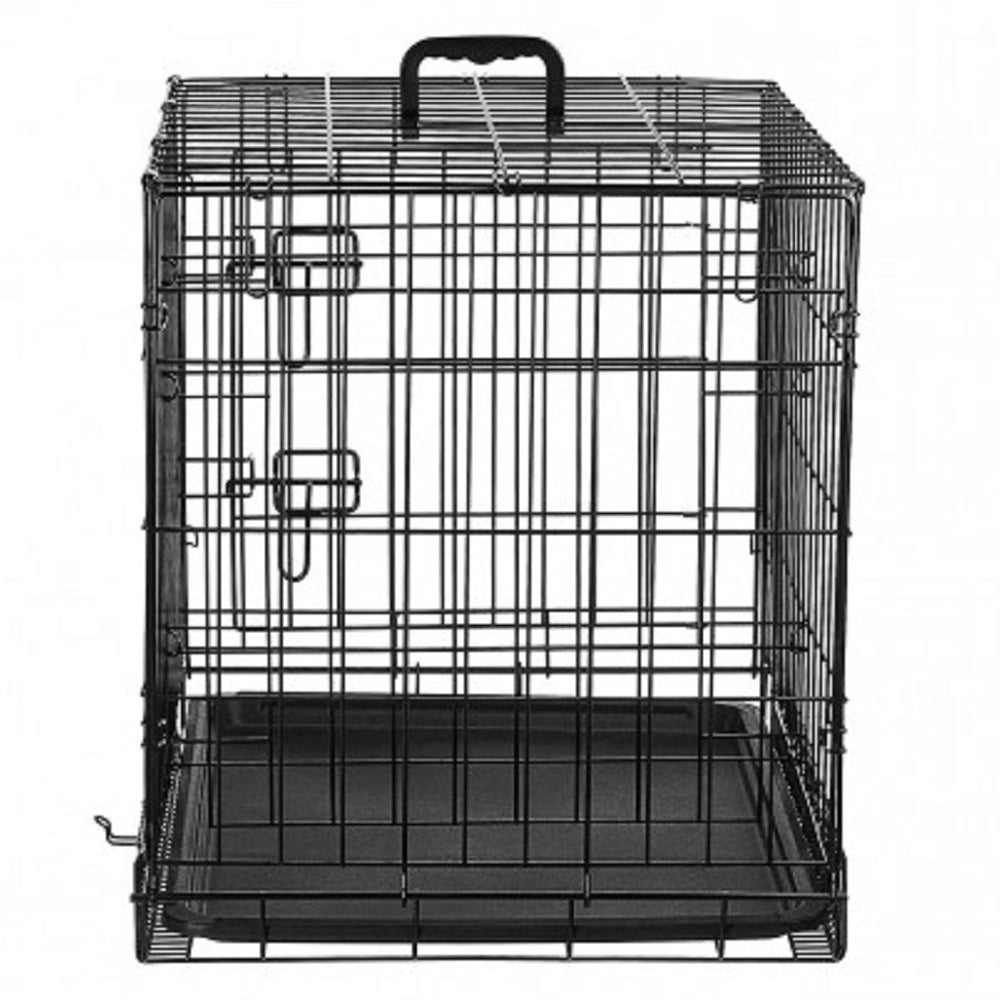 Trade Shop - Gabbia Per Cani Cane In Metallo Nero 96 X 84 X 64 Cm Per Trasporto Con Ruote -
