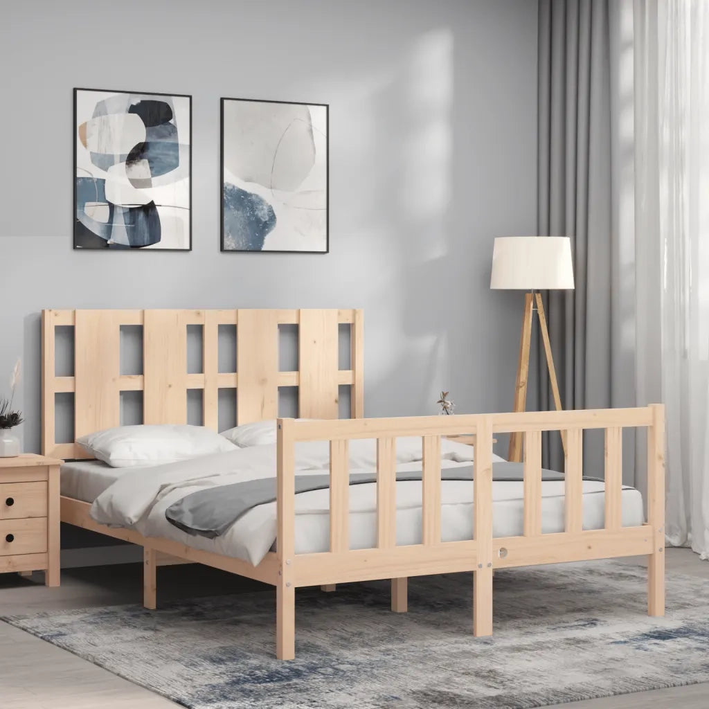 Letto senza Materasso-Struttura Letto 140x190 cm in Legno Massello di Pino 517566