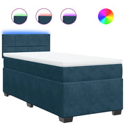 Letto singolo | Letto per adulti | Giroletto a Molle con Materasso Blu 80x200 cm in Velluto