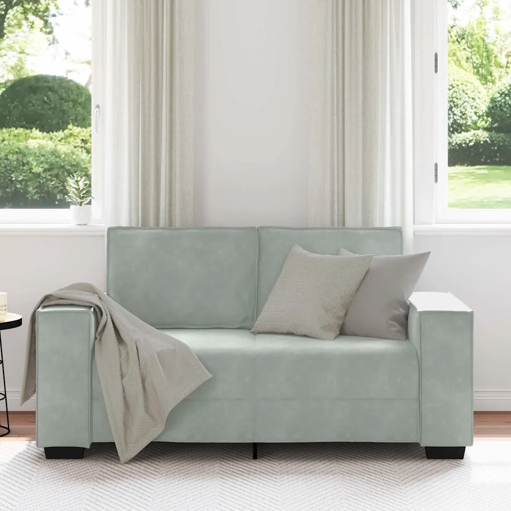 Divano a 2 Posti Grigio Chiaro 160x78x84 cm in Velluto 4105010