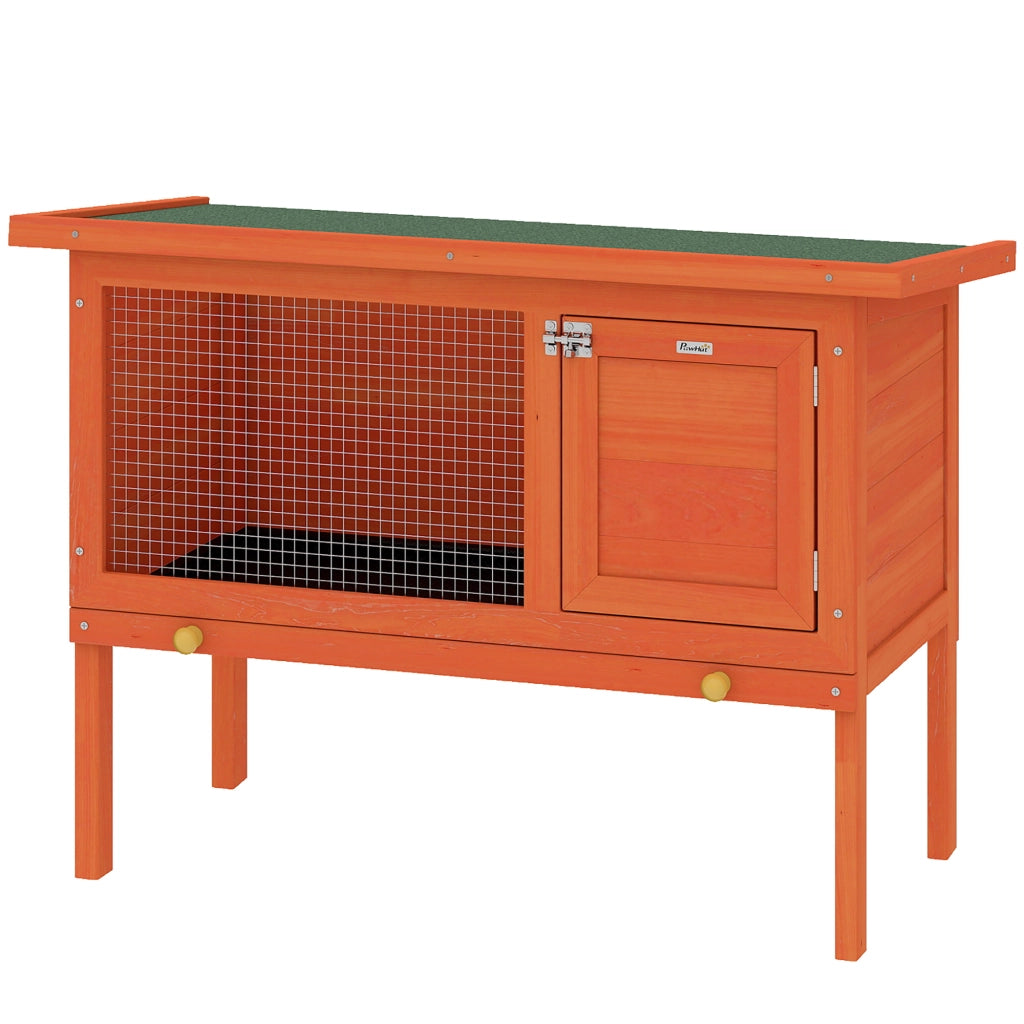 Gabbia per Conigli in Legno con Tetto Bitumato e Cassetto Estraibile ¨C zephmum ¨C 90x45x65 cm Arancione