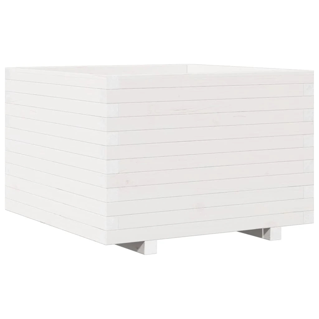 Fioriera rialzata per piante fiori patio giardino 70 x 70 x 49,5 cm legno di pino massiccio bianco 02_0037826