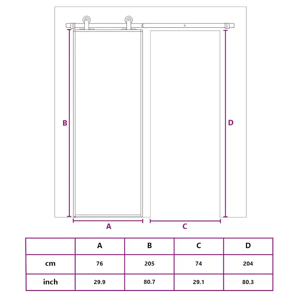 Porta Scorrevole Nera 76x205 cm in Vetro Temperato e Alluminio 155210