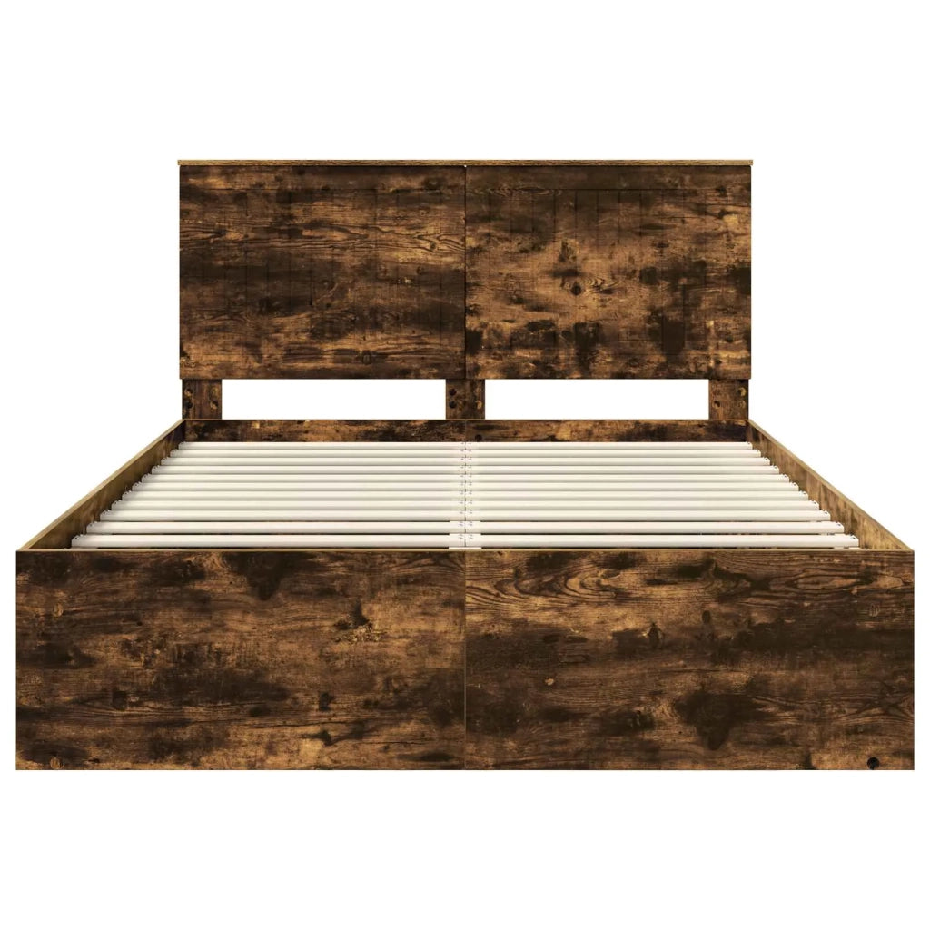 Struttura del letto Rovere fumé 140 x 190 cm Pino massello 3411014