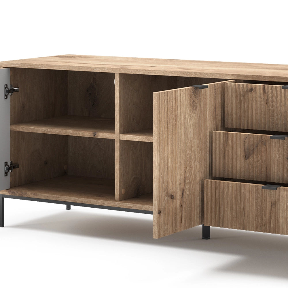 Vicco Tavolo basso Quercia vichinga 150.1 x 60 cm con 3 cassetti, 2 ante