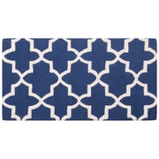 Tappeto tappetino Lana Blu 80 x 150 cm Traliccio Motivo Quadrifoglio Trapuntato a Mano Orientale Trifoglio Marocchino