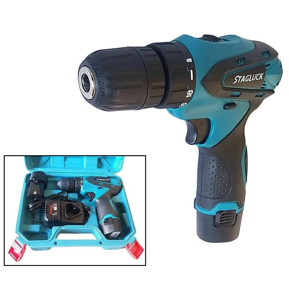 Trade Shop - Trapano Avvitatore A Batteria A Litio Valigetta 14.4v Cordless Doppia Batteria -