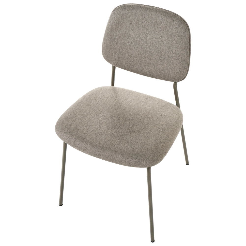 Set di 4 sedie da pranzo tortora con gambe in ferro e rivestimento in poliestere nero senza braccioli design moderno e minimalista