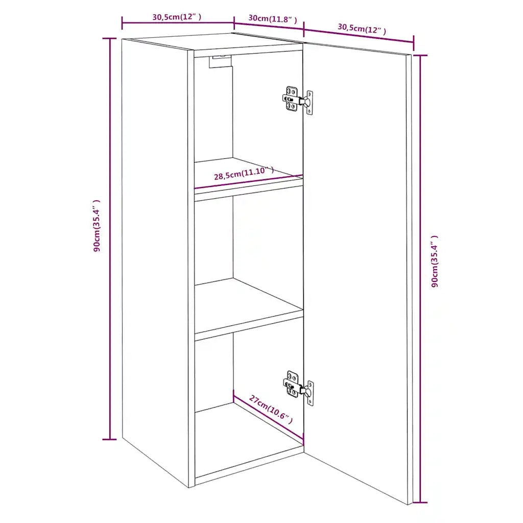 Mobili TV 2 pz Rovere Fumo 30,5x30x90cm in Legno Ingegnerizzato cod mxl 15040