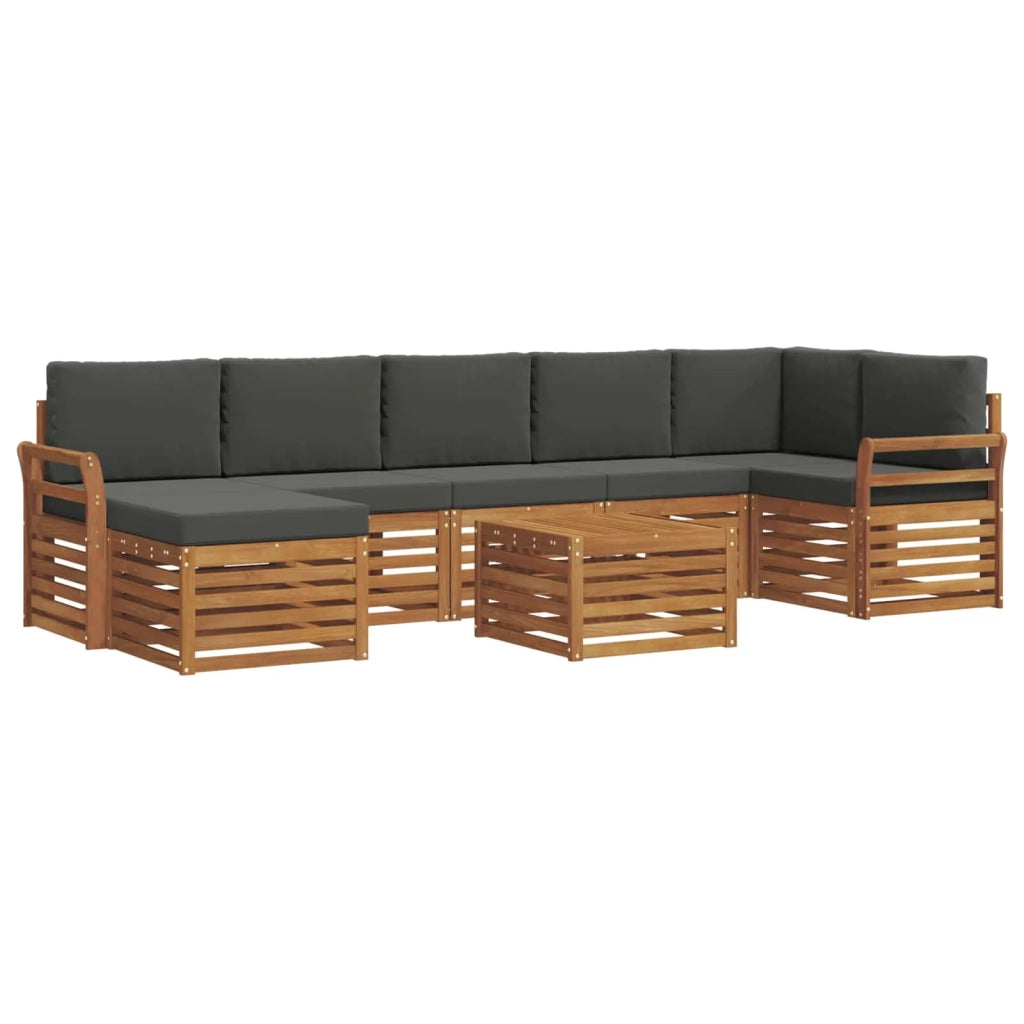 Set di divani da esterno con cuscino 8 pcs Naturale e Antracite