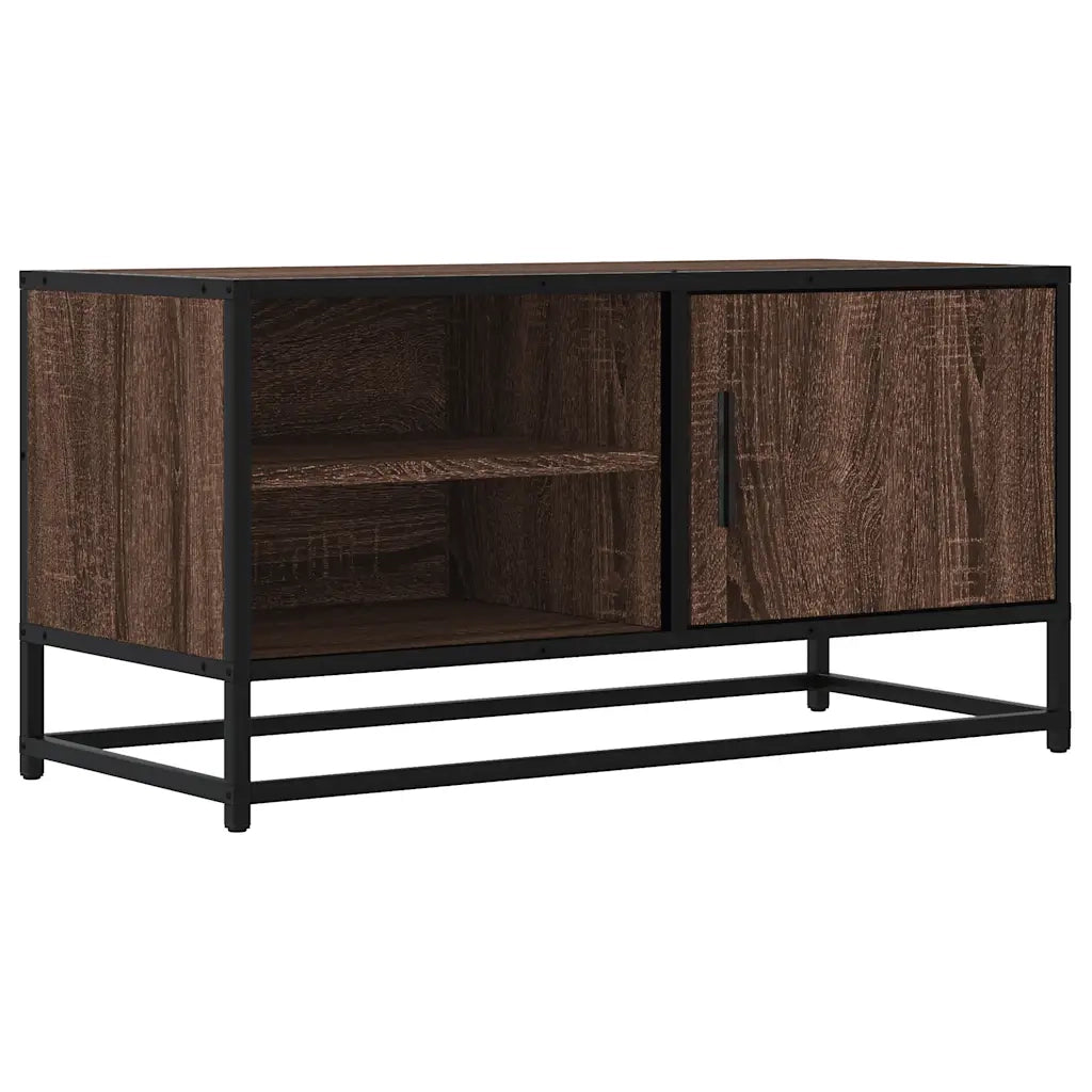 Mobile TV Rovere Marrone 80x34,5x40cm Legno Multistrato Metallo