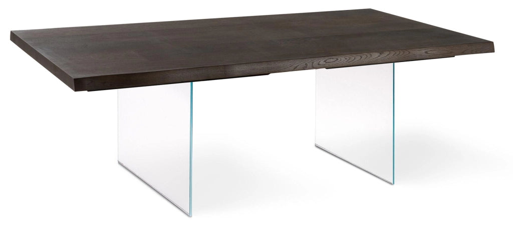 Tavolo Fisso 160x90x76 cm Gambe in Vetro con Top in Rovere Termocotto