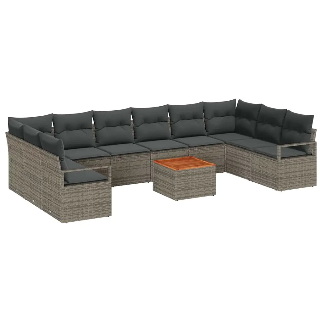 Set Divano da Giardino con cuscino 11 pcs Grigio polyrattan 3347755