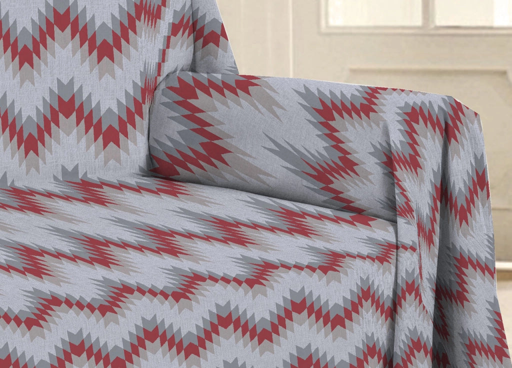 Telo Arredo Multiuso Linea Pensieri Delicati In 100% Cotone Dis Zig Zag 7672 - Matrimoniale - Rosso