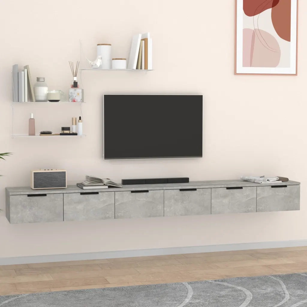 Mobili a Muro 2 pz Grigio Cemento 102x30x20cm Legno Multistratocod mxl 97749