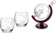 Set di Caraffa e Bicchieri per Whisky e Vodka con Globe e 2 Bicchieri di Vetro