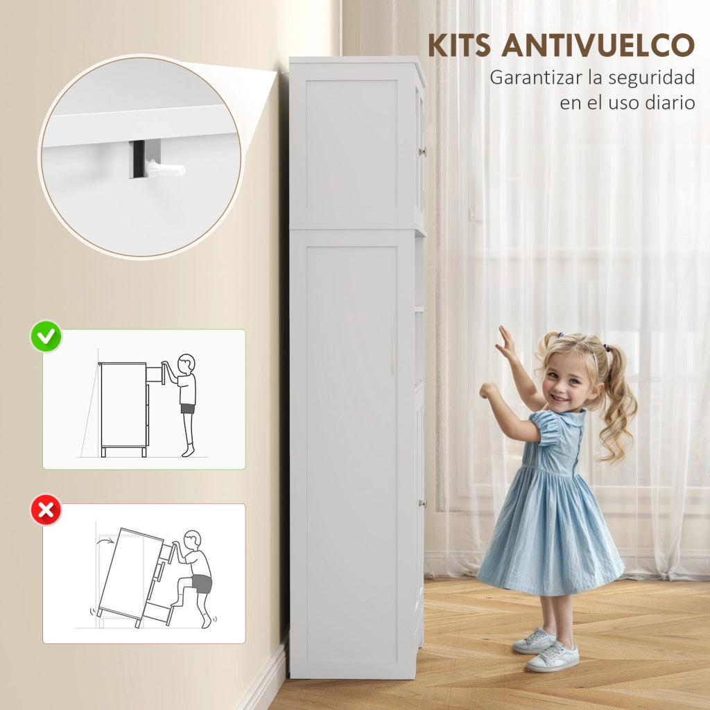 Libreria alta con ante in vetro ¨C Xylo ¨C Bianco 60x30x145,5 cm