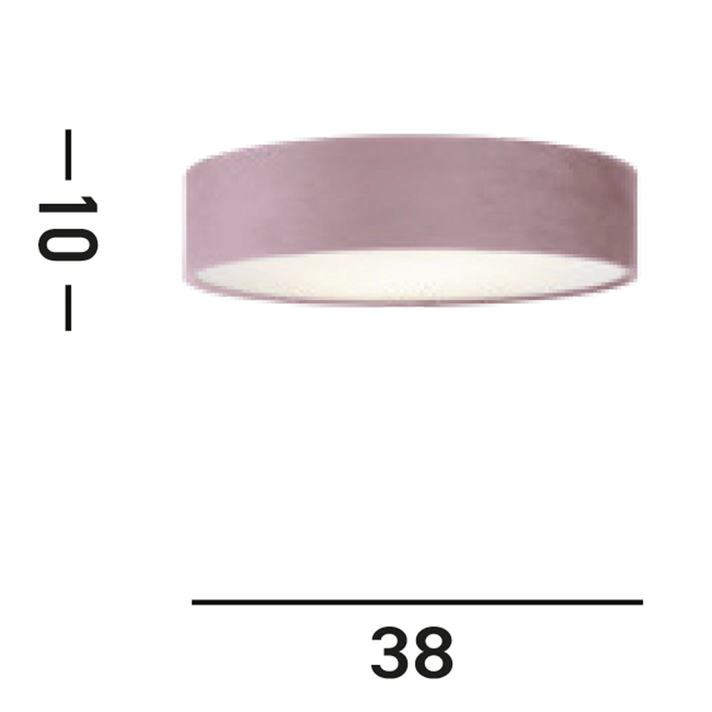 Plafoniera Contemporanea Tamburo Acciaio Rosa Tessuto Bianco 2 Luci E27