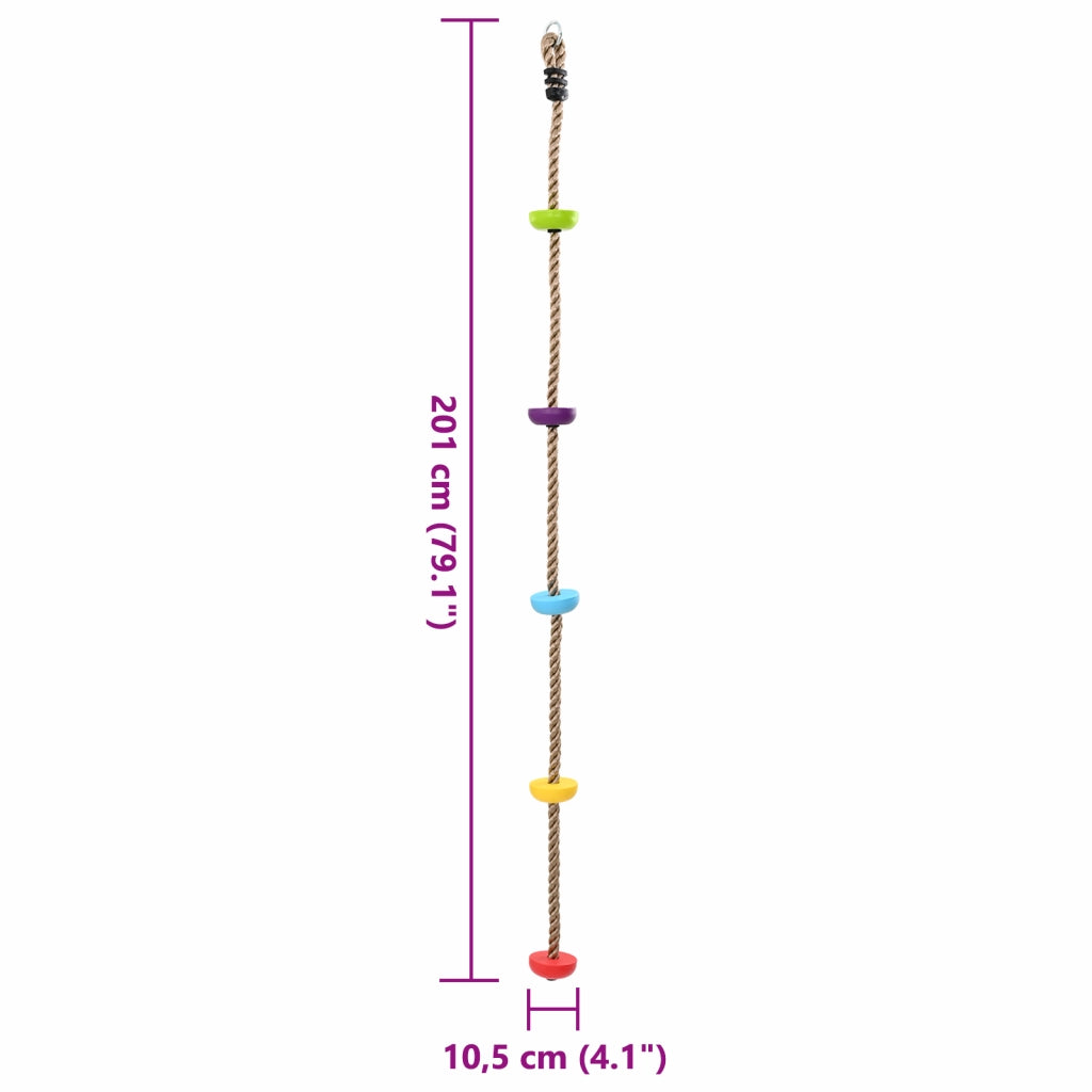 Corda da Arrampicata per Bambini con Piattaforme - 200 cm
