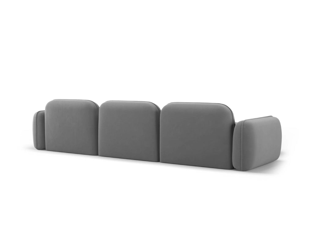 Cosmopolitan Design - Divano angolare modulare sinistro "Sydney" 4 posti in velluto grigio chiaro 