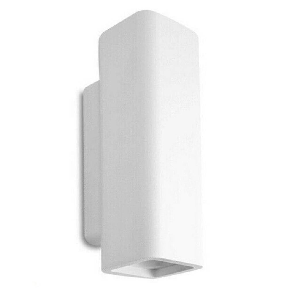 Trade Shop - Applique Parete Doppia Emissione Up Down In Gesso Verniciabile Cubo Gu10 Gs-e51 -