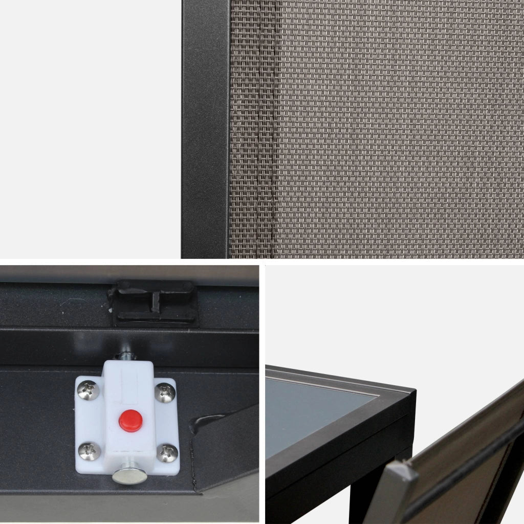 Set tavolo da giardino allungabile in alluminio con 6 sedie, grigio