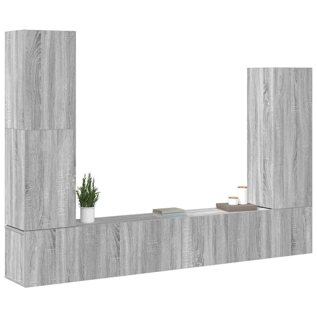 Set di Mobili Porta TV 4 pz Grigio Sonoma in Legno Multistrato 3114636