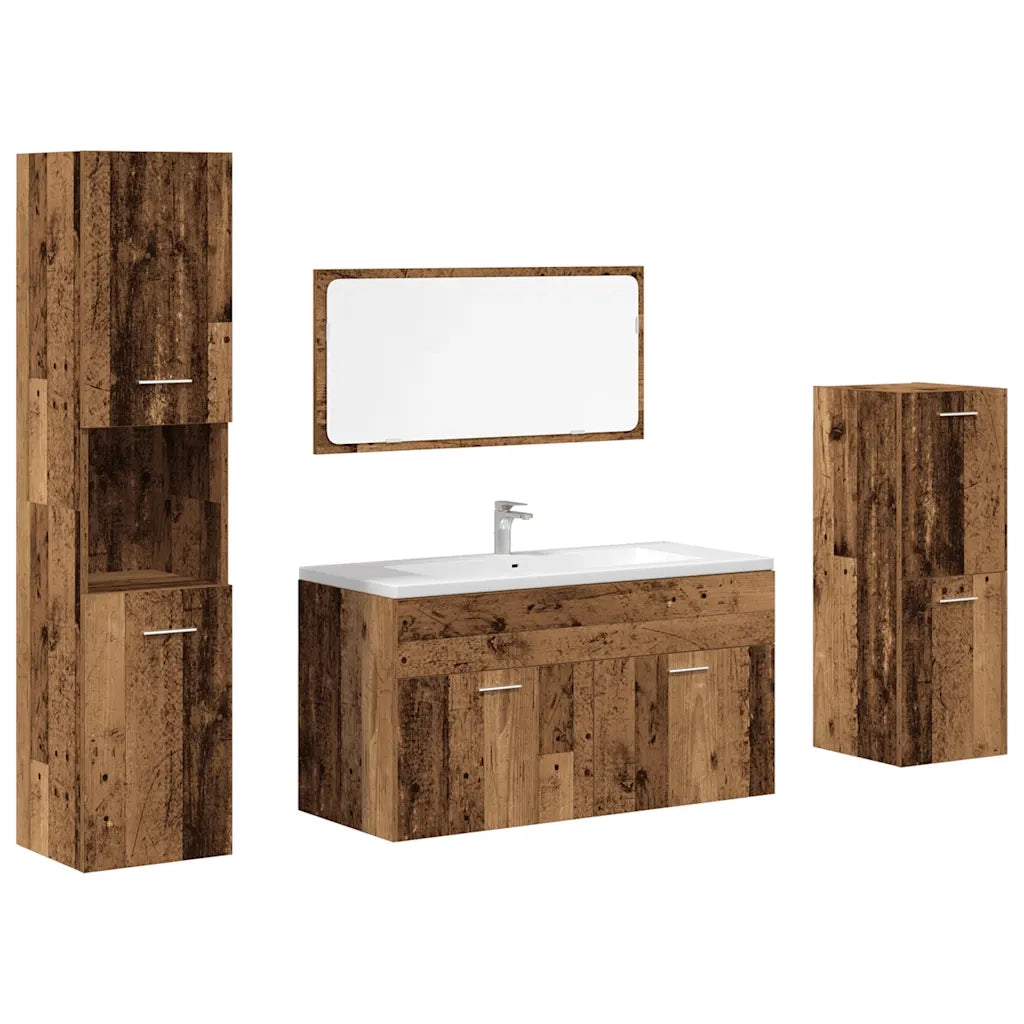 Set Mobili da Bagno 4 pz Legno Antico in Legno Multistrato 3328589