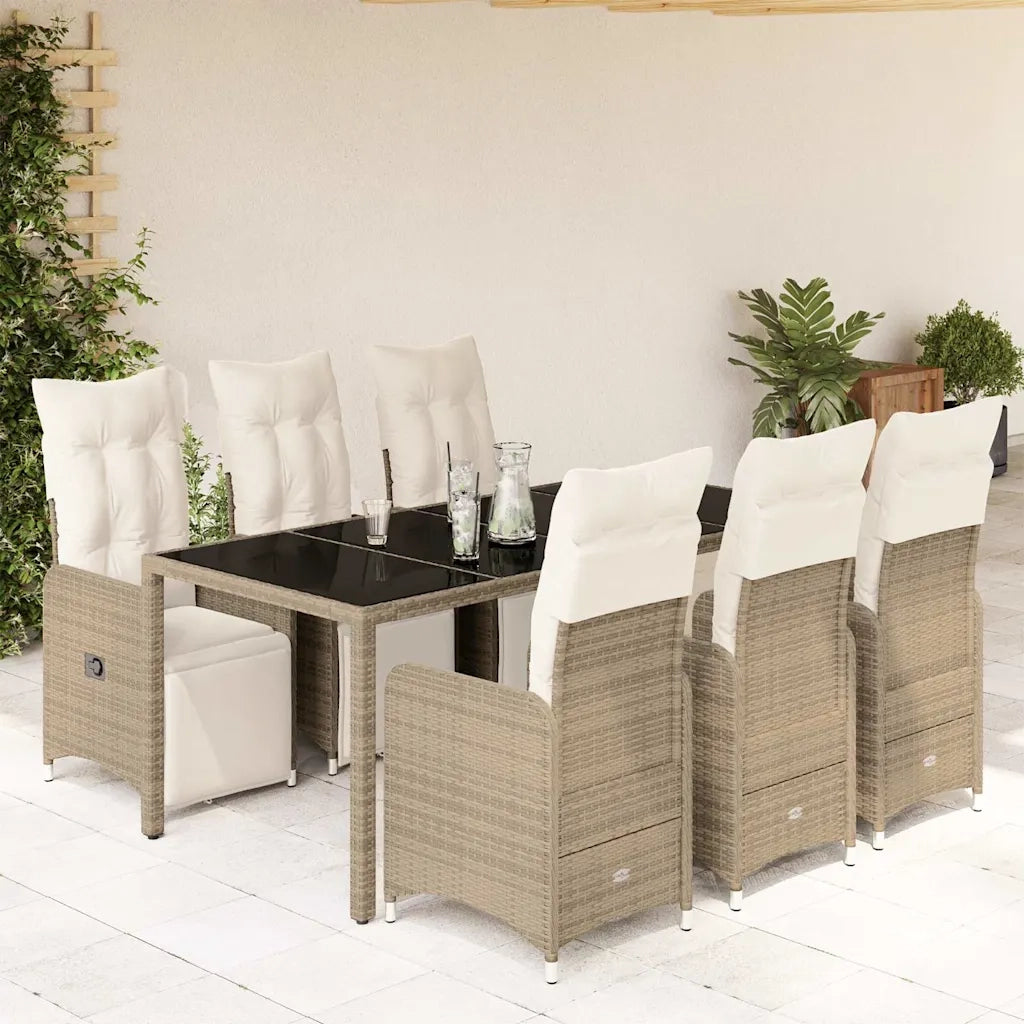 vidaXL Set Bistrò da Giardino 7 pz con Cuscini in Polyrattan Marrone