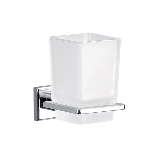 Portaspazzolino a muro Gedy in vetro satinato e acciaio inox cromato | Colorado