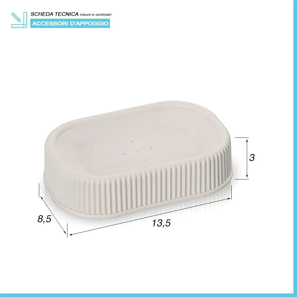 Accessori bagno appoggio in set completo 5 pezzi beige in plastica Ring