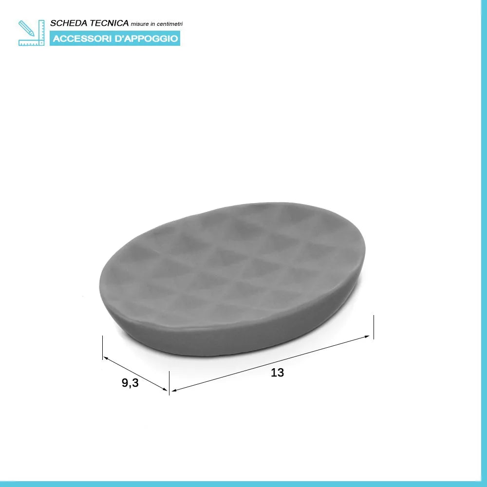 Accessori bagno da appoggio in set 3 pezzi ceramica colore grigio Cristal