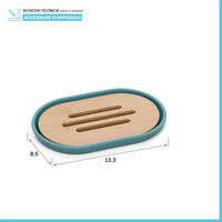 Accessori bagno da appoggio in set 3 pezzi in abs acquamarina e bambù Surf