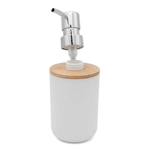 Accessori bagno da appoggio in set 3 pezzi in abs bianco e bambù Surf