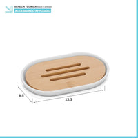 Accessori bagno da appoggio in set 3 pezzi in abs bianco e bambù Surf