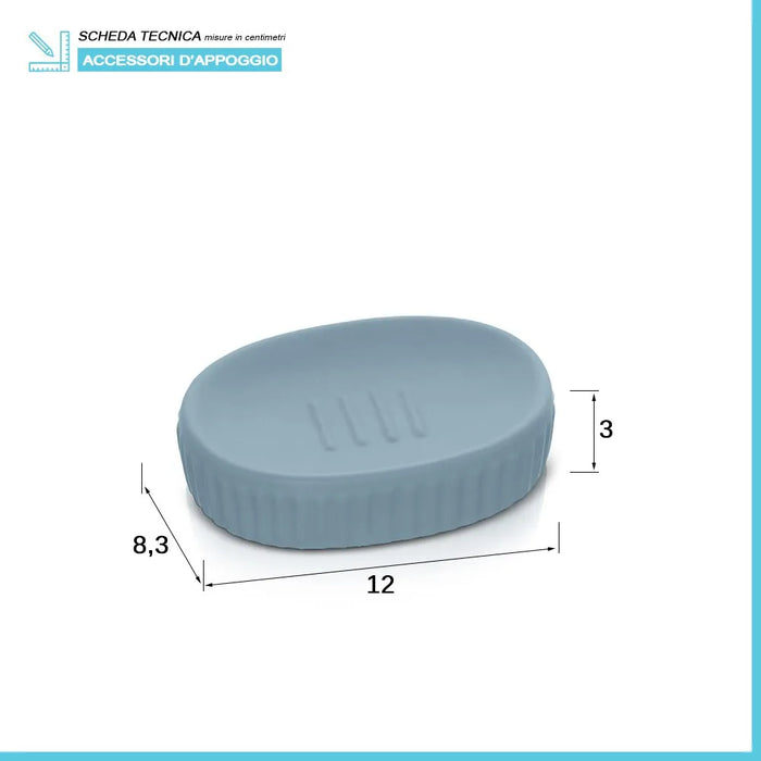 Accessori bagno da appoggio in set 3 pezzi in ceramica colore turchese cobalto Cup