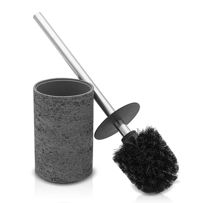 Accessori bagno in set completo da 4 pezzi grigio in resina effetto pietra Matera