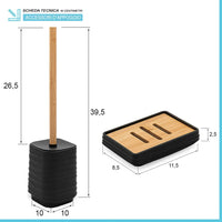 Accessori bagno in set completo da 4 pezzi in abs nero linea Wave