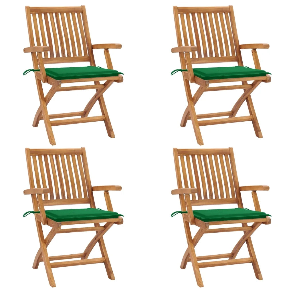 Sedie da Giardino Pieghevoli con Cuscini 4 pz Massello di Teak cod mxl 75183