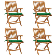 Sedie da Giardino Pieghevoli con Cuscini 4 pz Massello di Teak cod mxl 75183