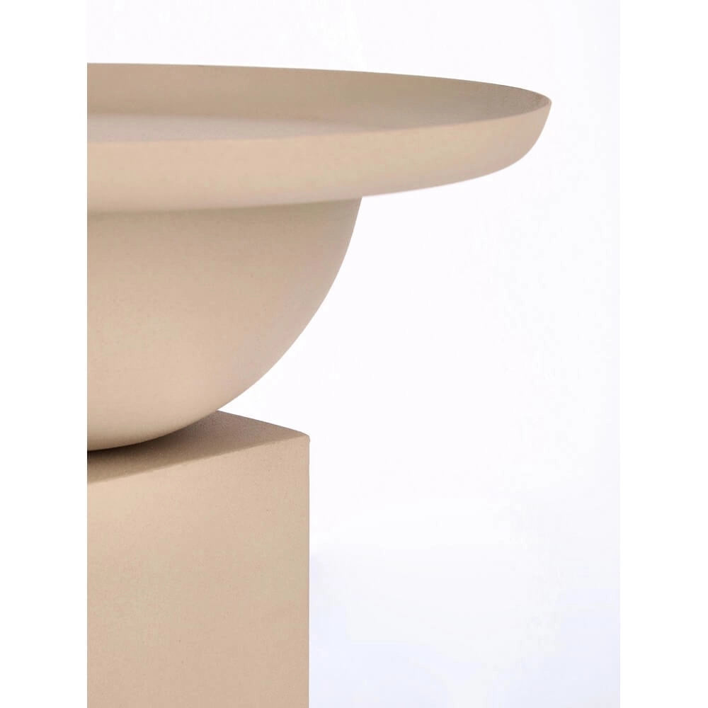 Tavolino Rotondo in Acciaio con Base Scultorea Geometrica - SYMPHONY