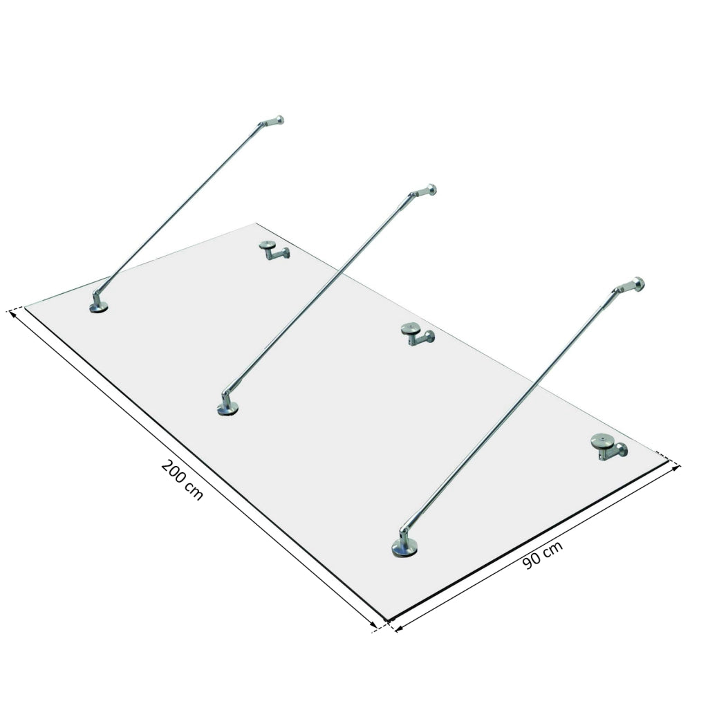 Vordach in Vetro Temperato e Acciaio Inox ¨C Zephmum ¨C 200x90cm