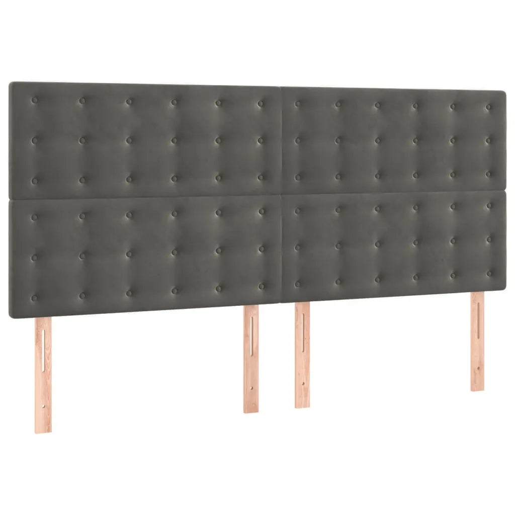 Testiera-Testata Decorativa Grigio Scuro 200x5x118/128 cm Velluto 454790