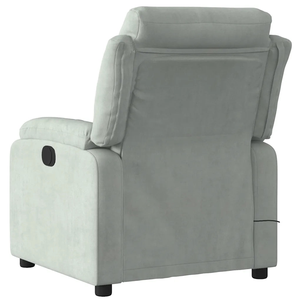 Poltrona Massaggiante Reclinabile Grigio Chiaro in Velluto 373511