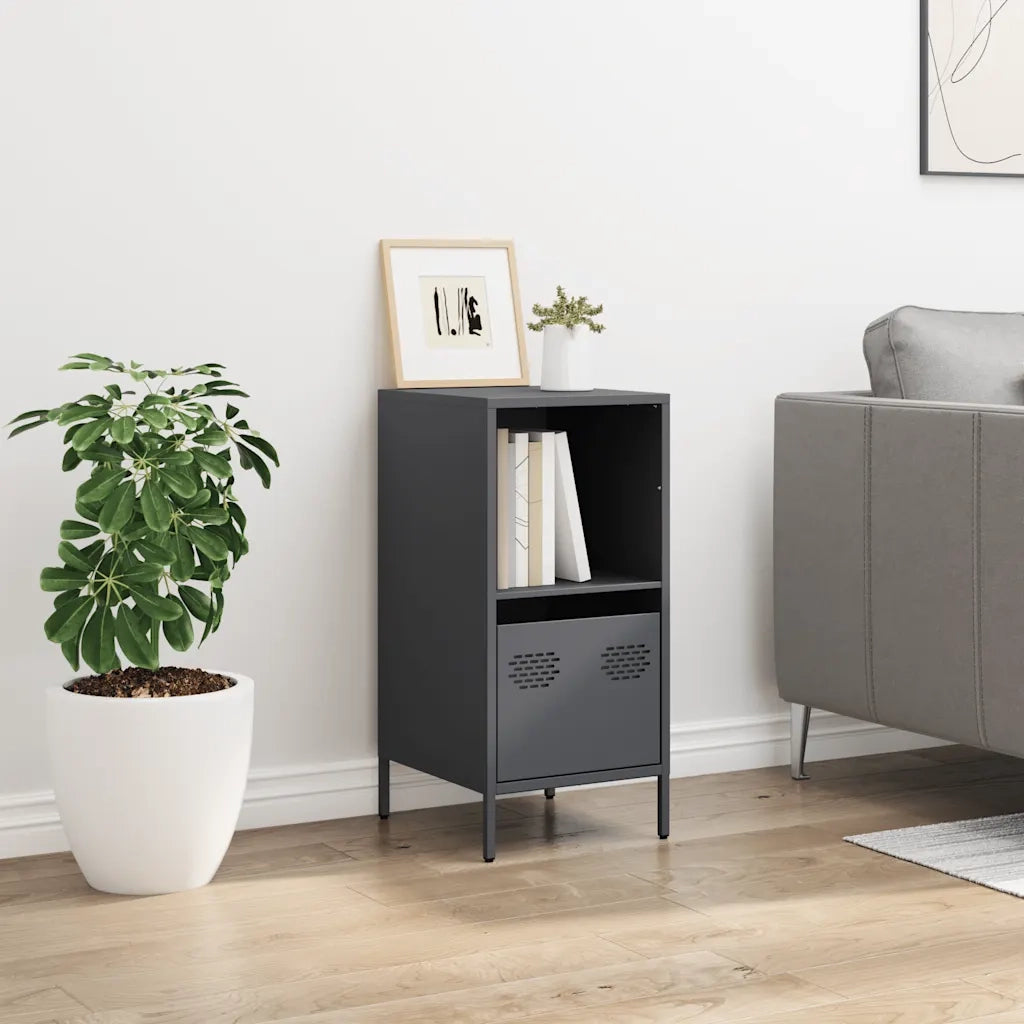 Credenza | Madia | Buffet da pranzo | Armadio da pranzo Antracite 35x39x73,5 cm in Acciaio Laminato a Freddo