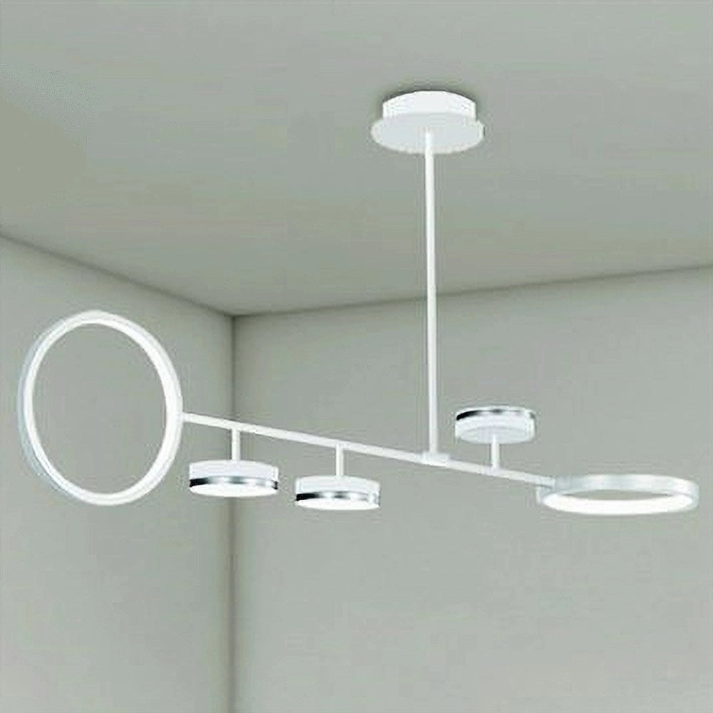 Trade Shop - Lampadario A Sospensione Led 37w Con 5 Cerchi Lampada Orizzontale Bianco Luce Naturale 71330 -
