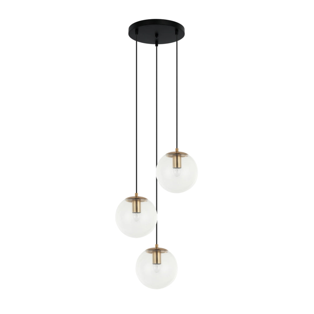 Sospensione Italux Sarpo vetro nero ottone Ø40cm 3xE27