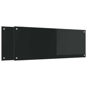 Set di 2 paraschizzi per cucina 110 x 40 cm design moderno resistente al calore elegante vetro temperato nero 02_0056265
